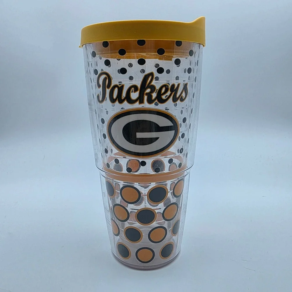 Green Bay Packers Tervis Tumbler 24oz Insulated‎ Polka Dot Cup with Lid NFL